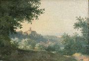 Pierre de Valenciennes, Landscape from the french painter Pierre-Henri de Valenciennes. View of the Palace of Nemi